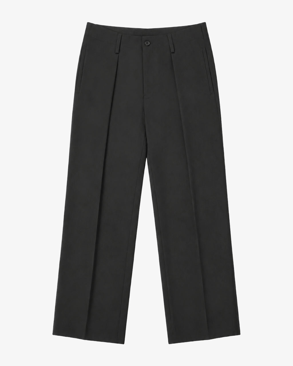 Wide Pleated Dress Trousers in Charcoal Herringbone