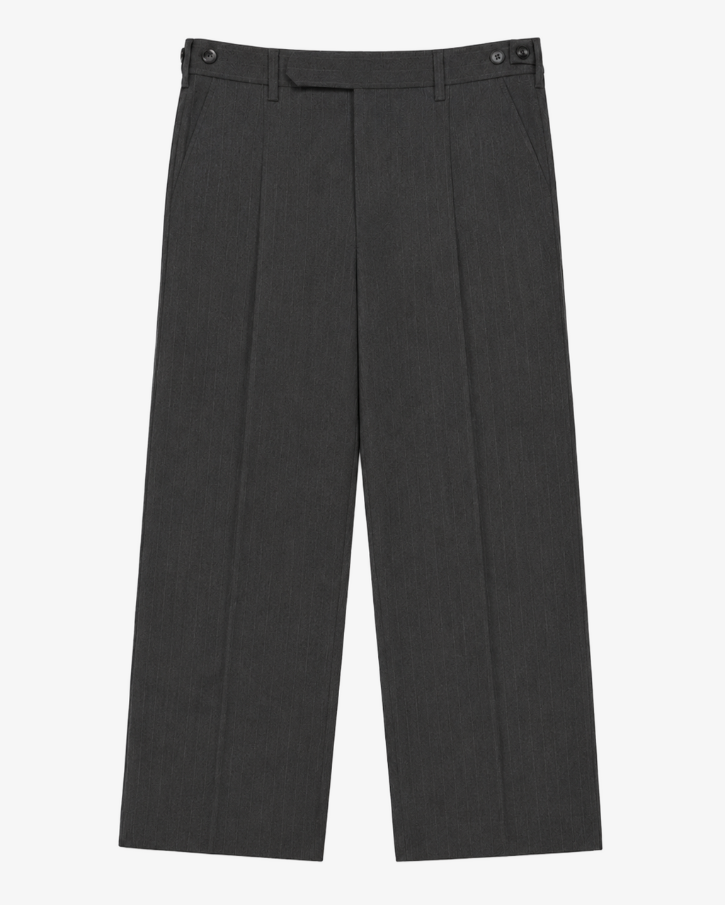 Wide-cut Striped Trousers in Mid Grey