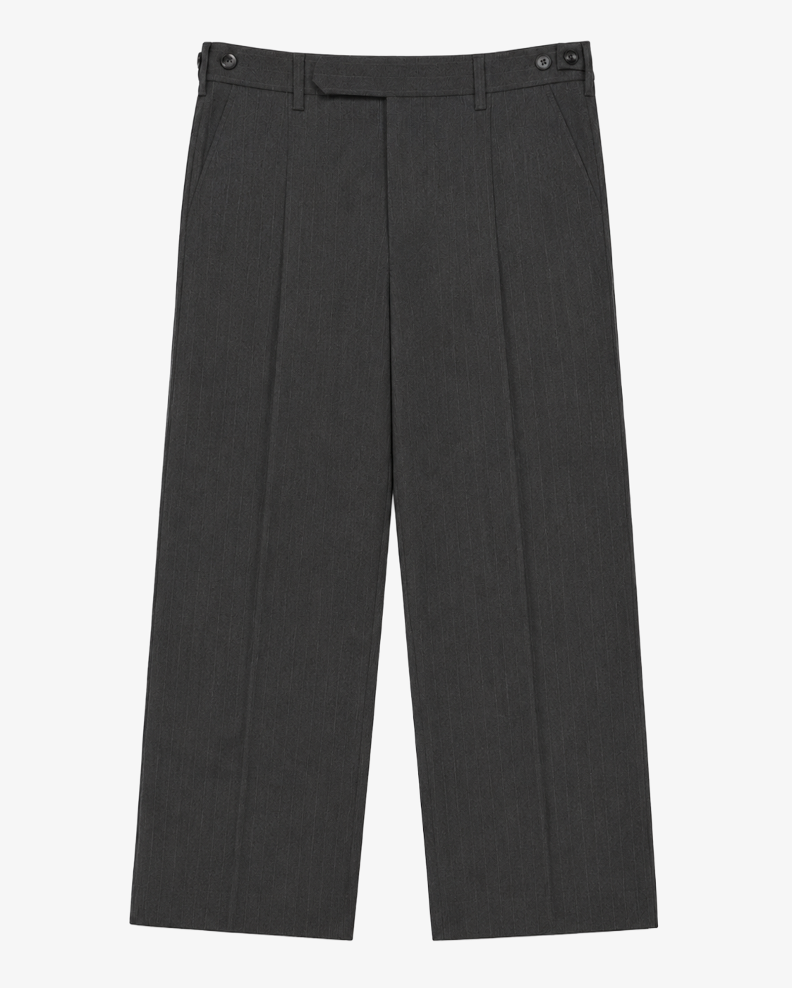 Wide-cut Striped Trousers in Mid Grey