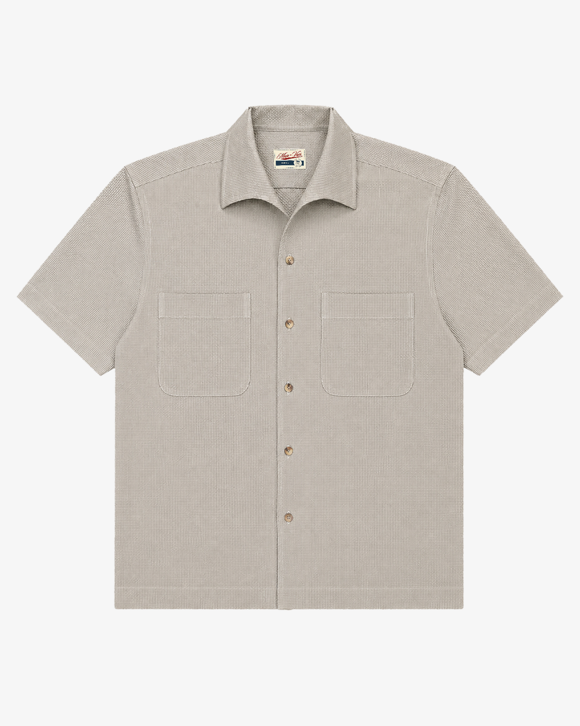 Cabana Seersucker Shirt in Stone Grey
