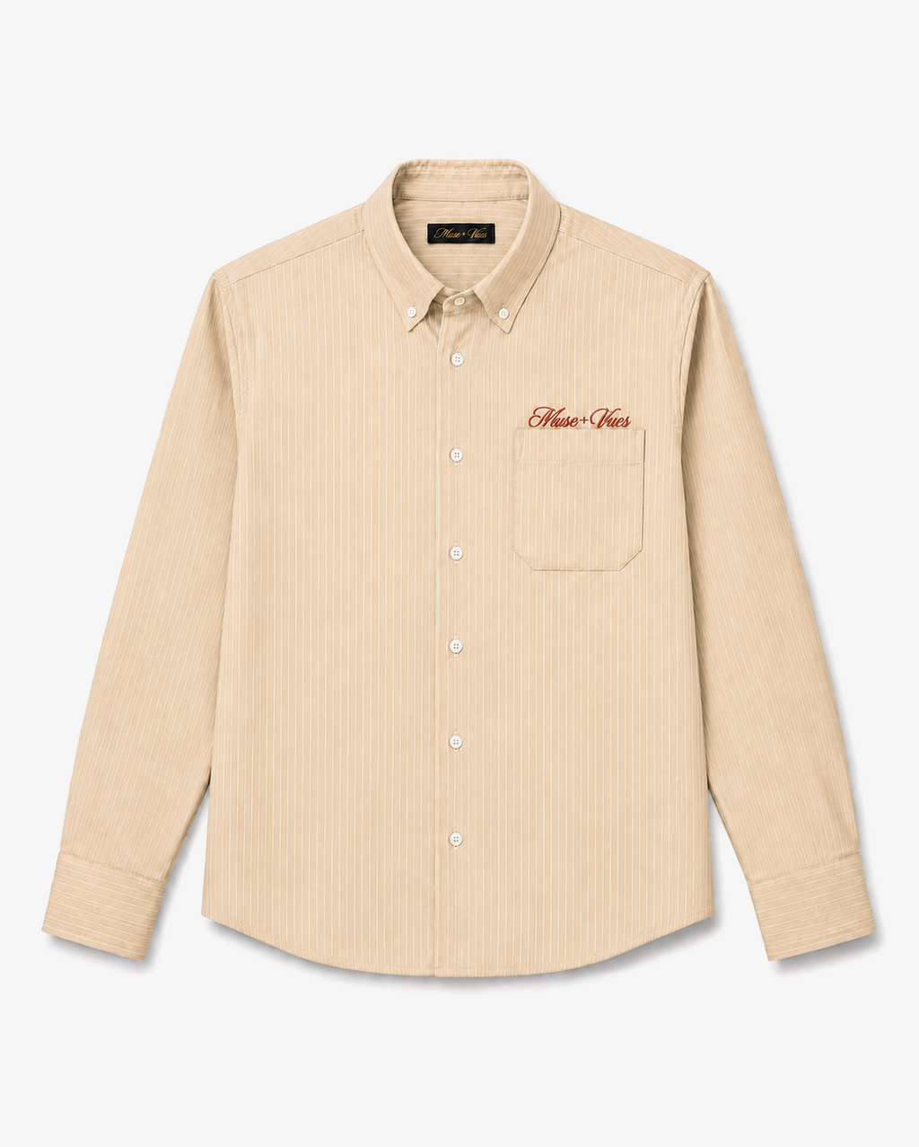Beige and White Stripe Monogram Shirt