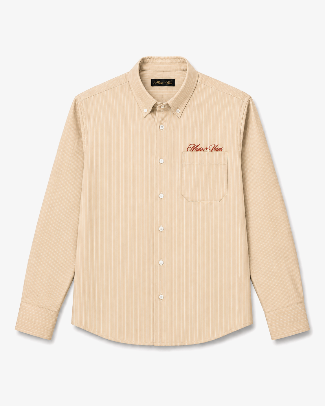 Beige and White Stripe Monogram Shirt