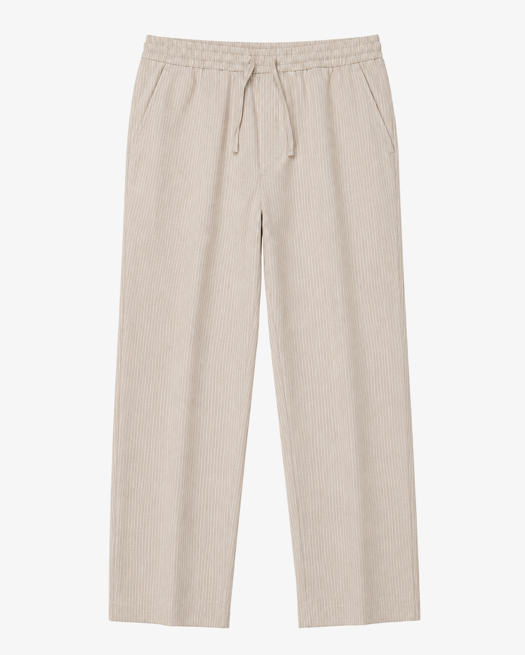 Beige and White Linen Trousers