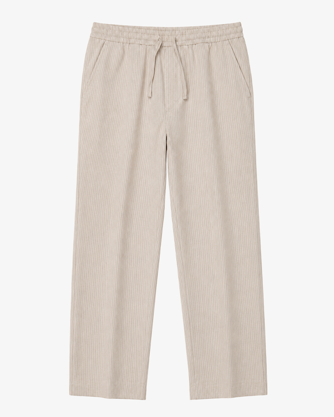 Beige and White Linen Trousers