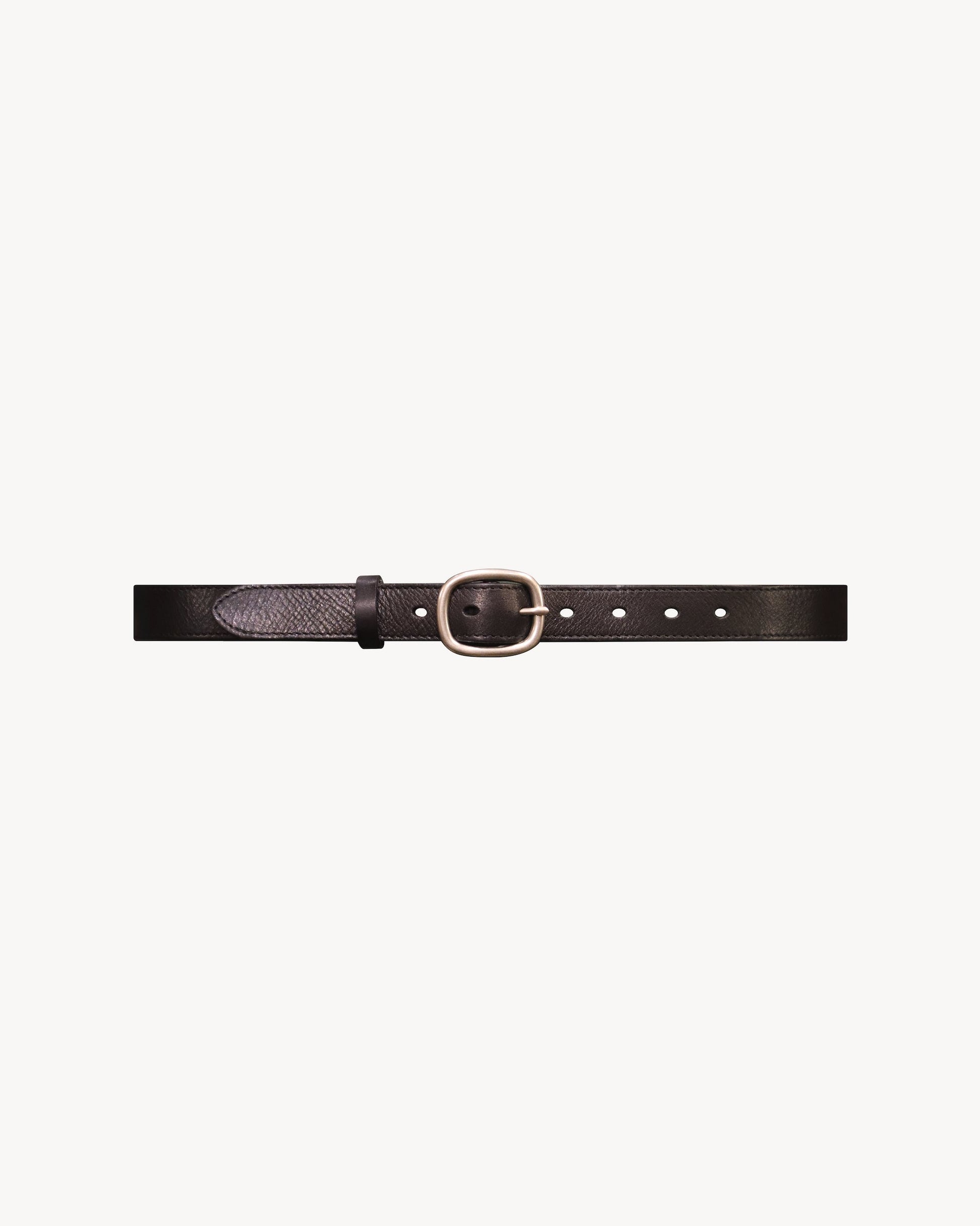 Black O-ring Buckle Full-Grain Leather Belt