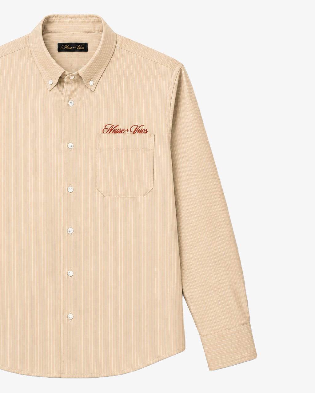 Beige and White Stripe Monogram Shirt