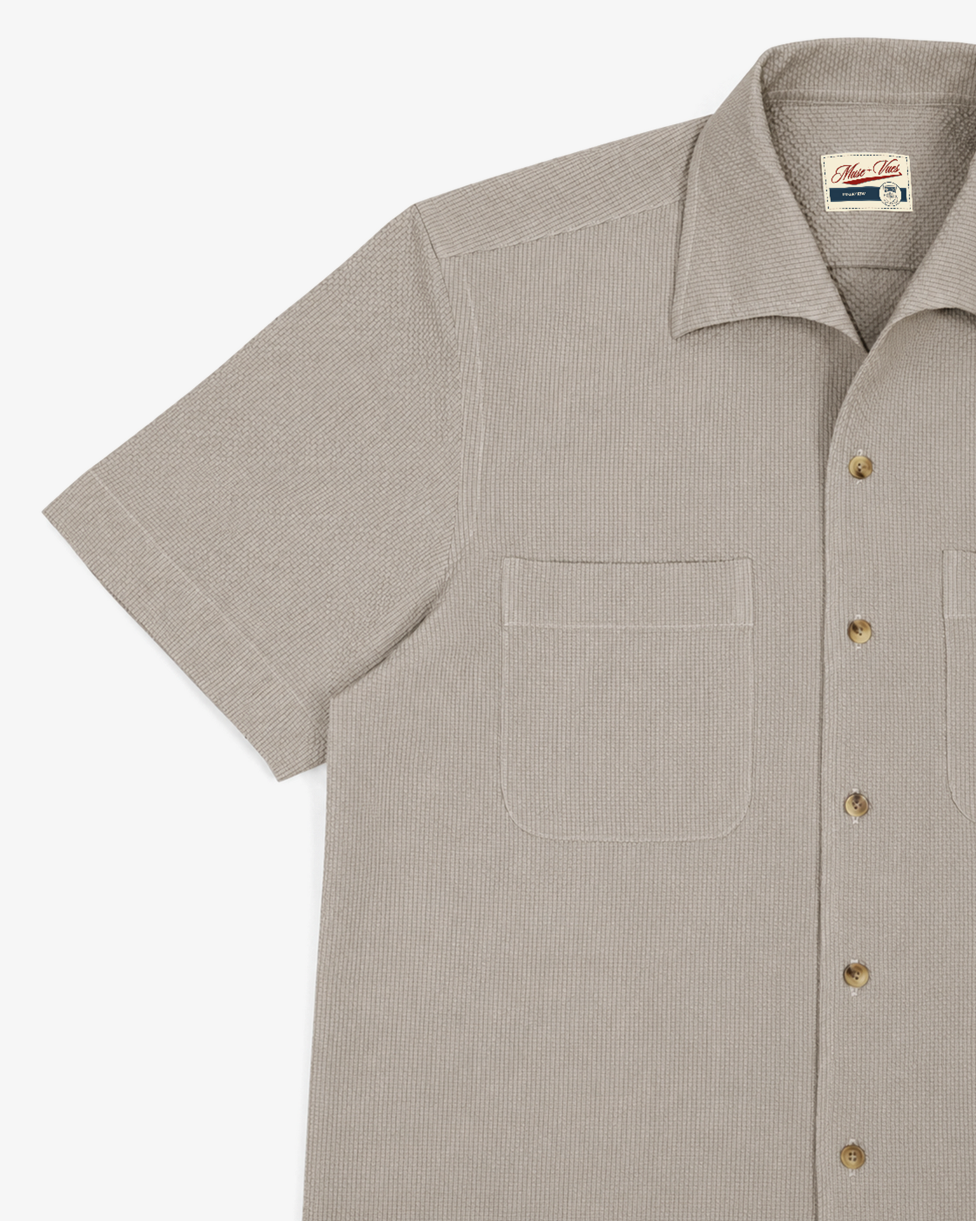 Cabana Seersucker Shirt in Stone Grey