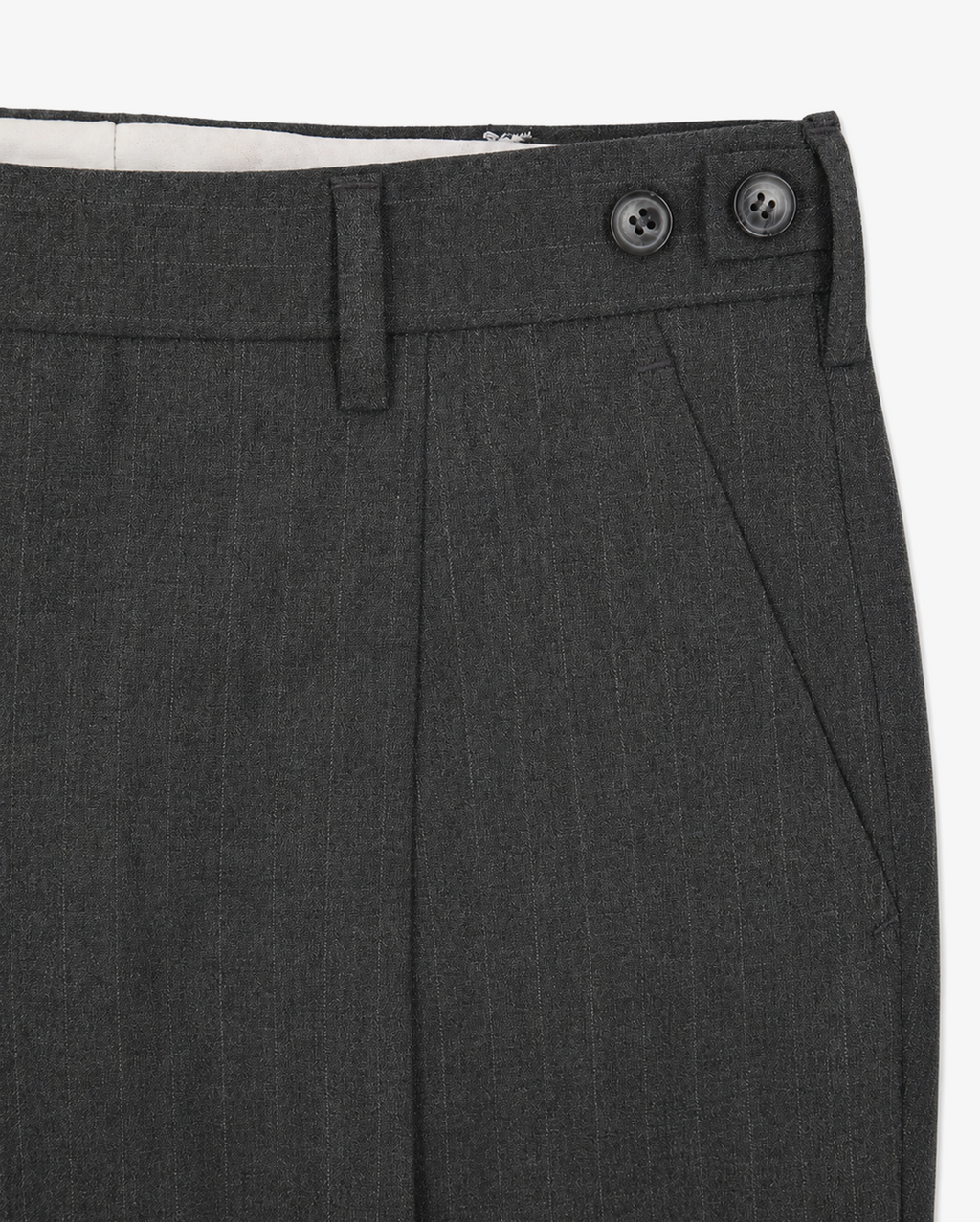 Wide-cut Striped Trousers in Mid Grey