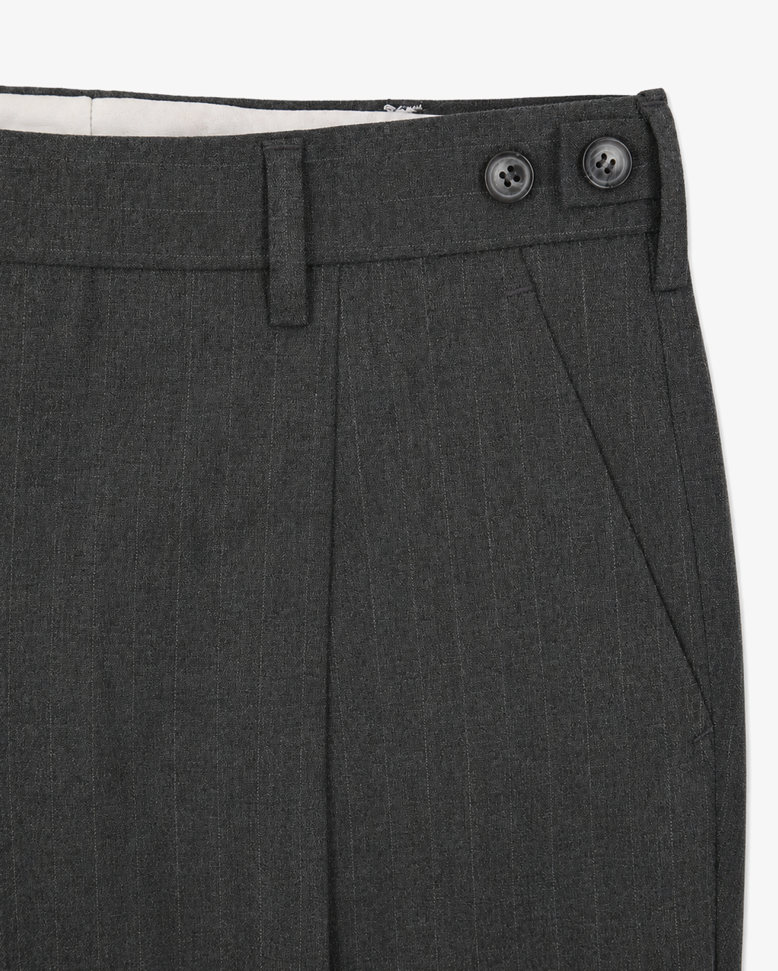 Wide-cut Striped Trousers in Mid Grey