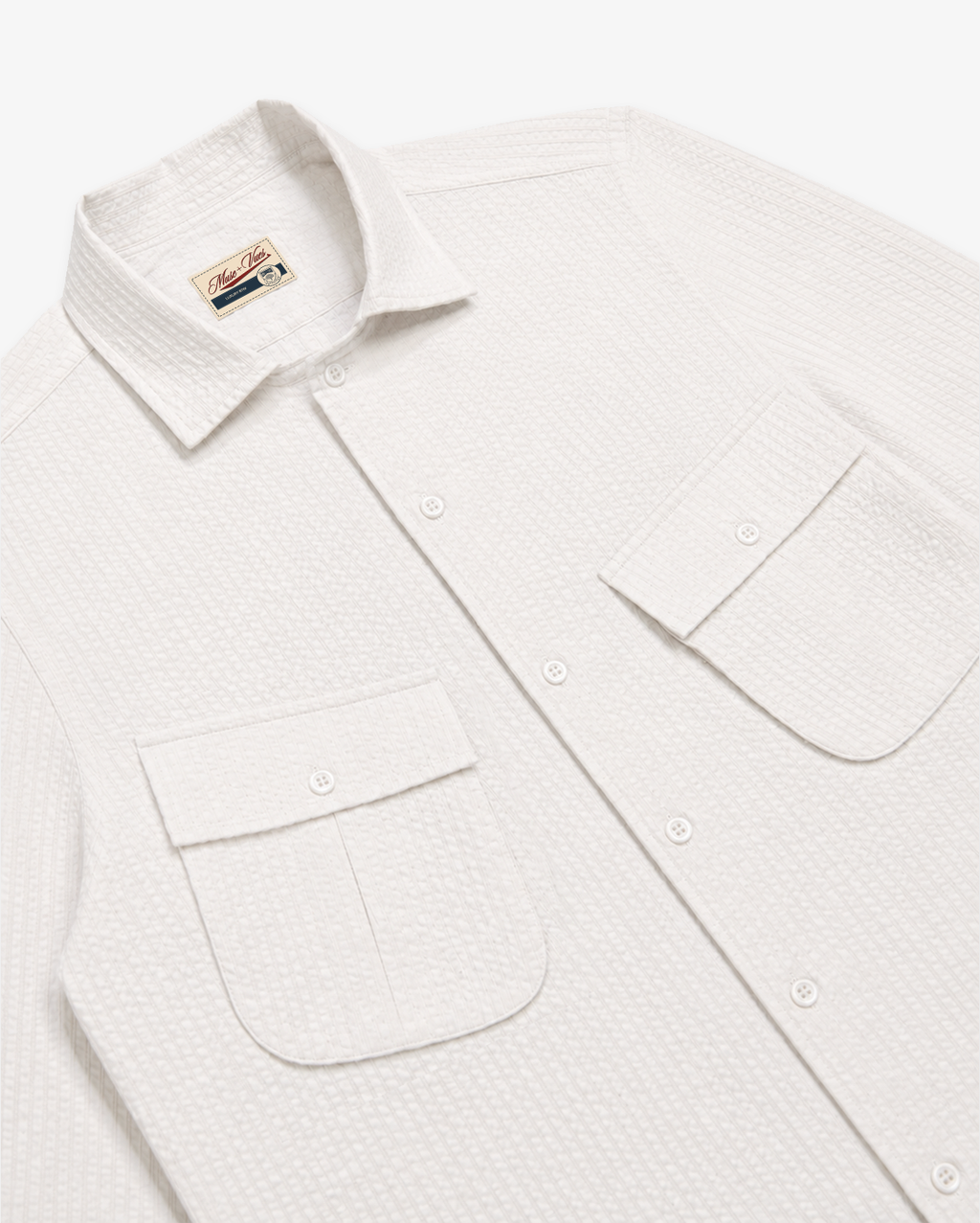 Riviera Utility Seersucker Shirt in White