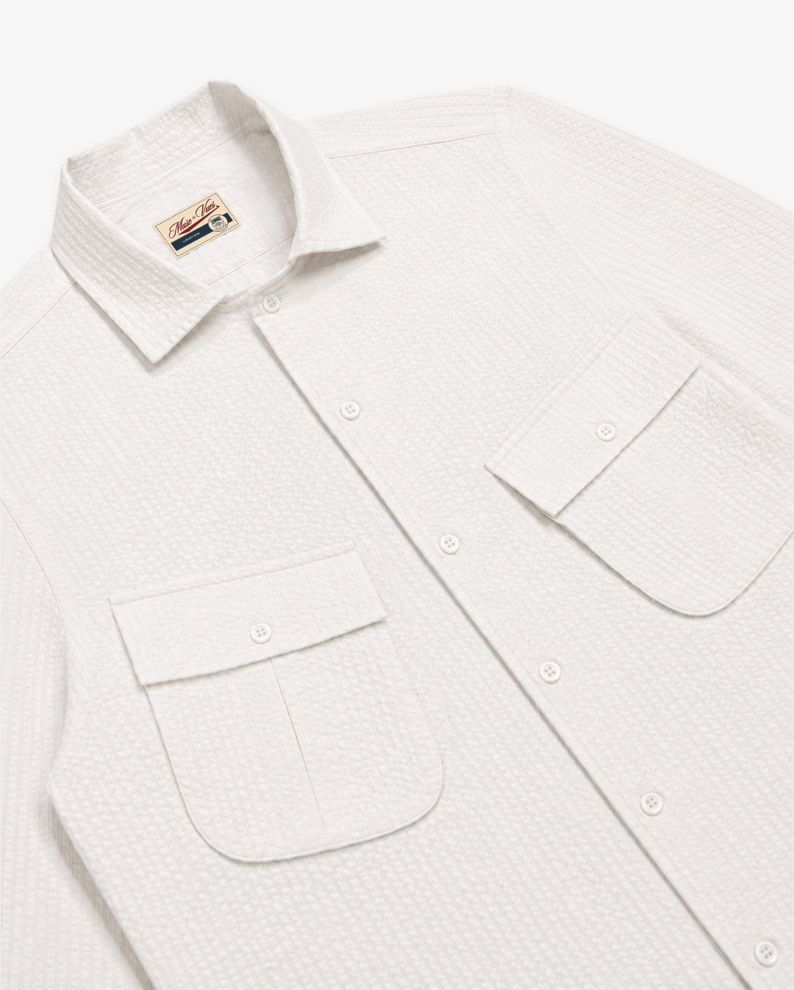 Riviera Utility Seersucker Shirt in White