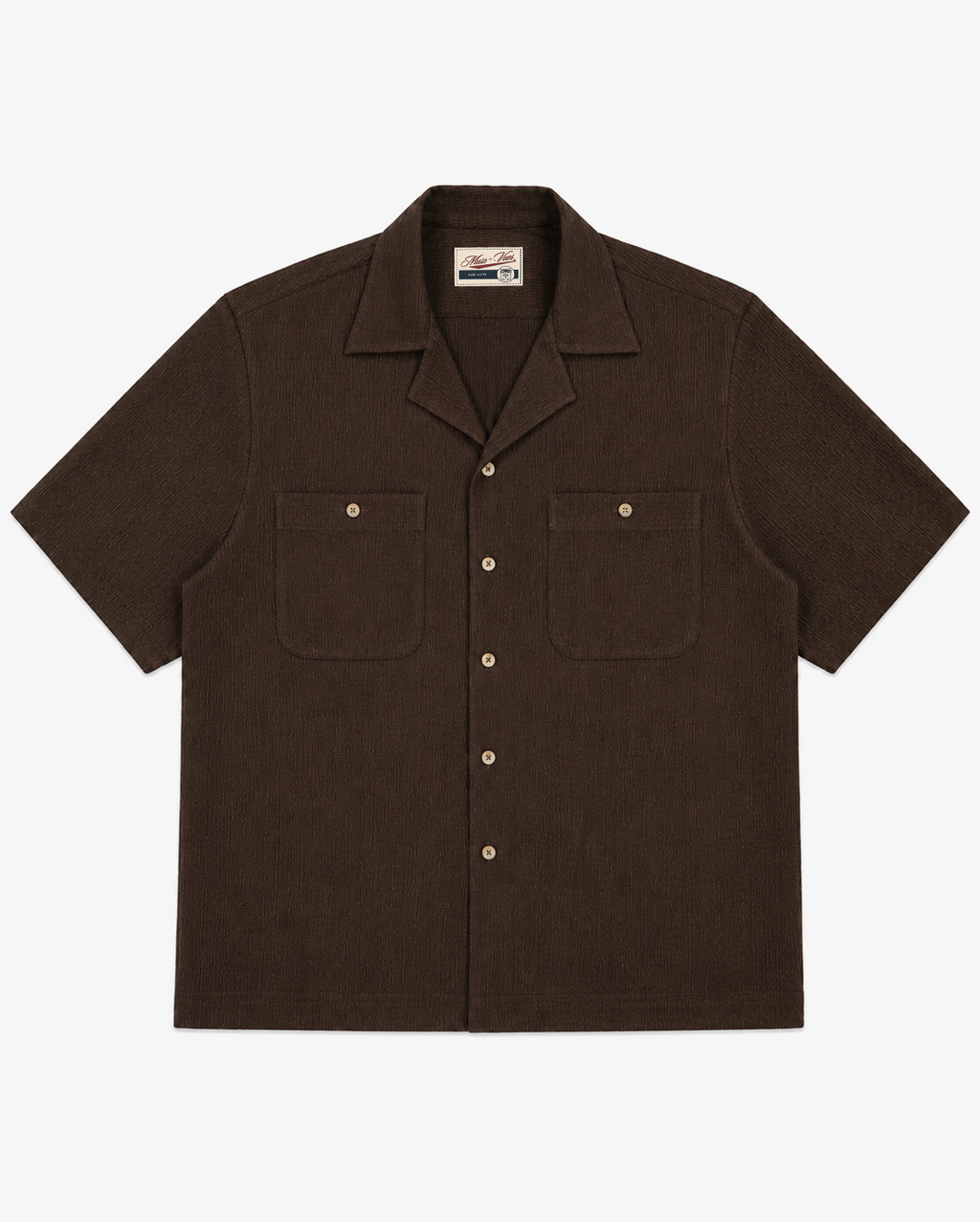 Crepe Camp Collar Shirt in Walnut brown