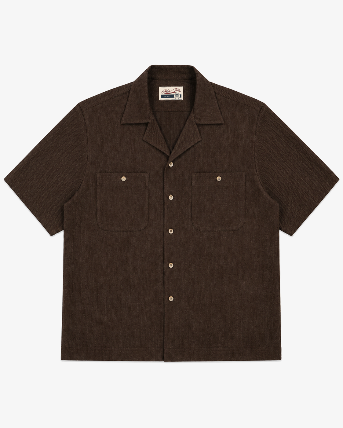Crepe Camp Collar Shirt in Walnut brown