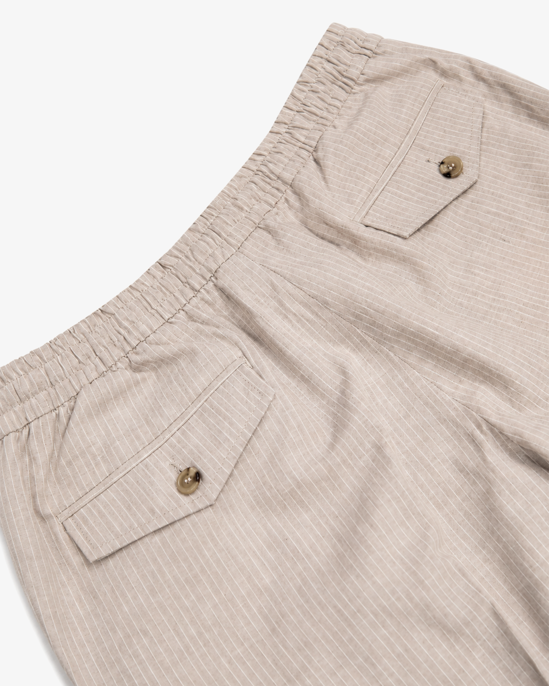 Beige and White Linen Trousers