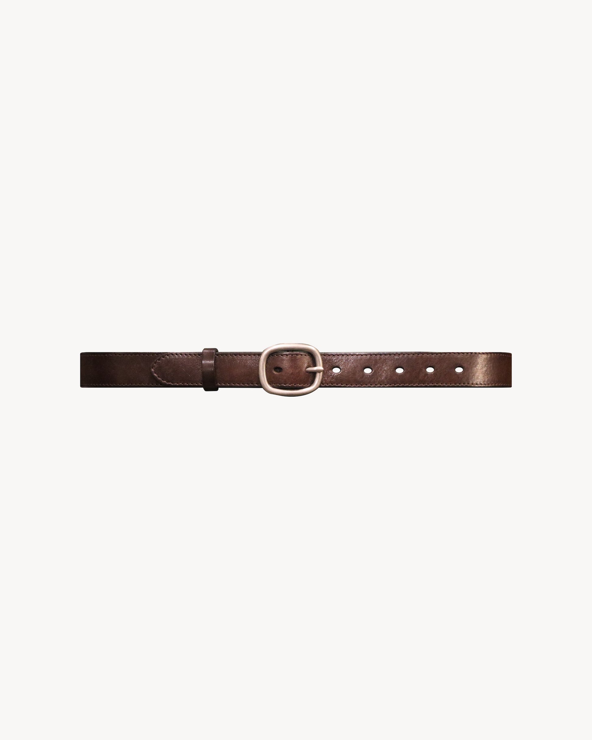 Brown O-ring Buckle Full-Grain Leather Belt