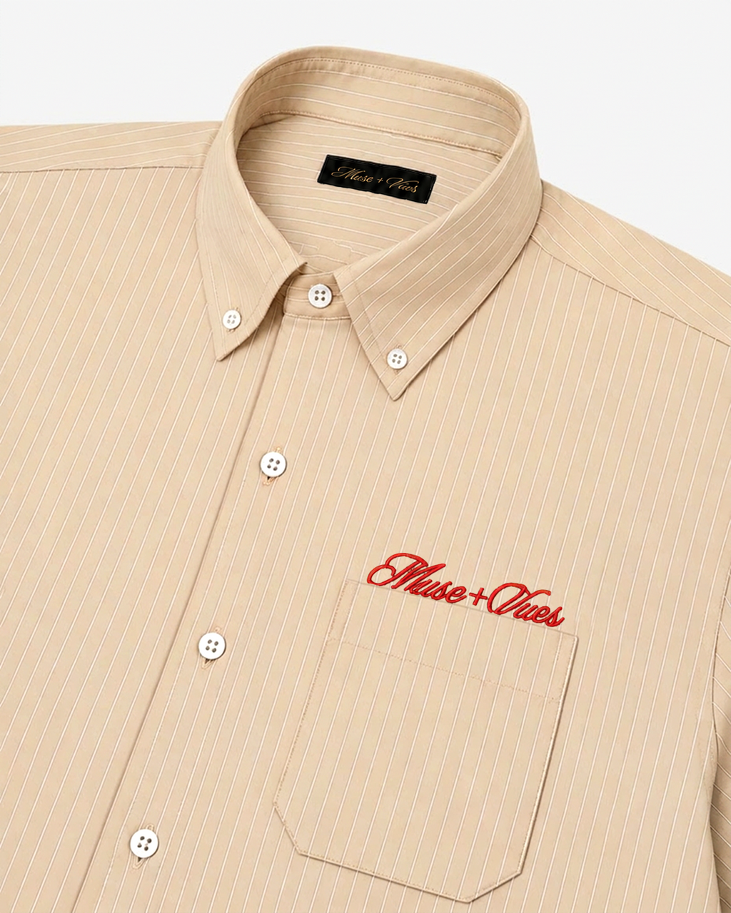 Beige and White Stripe Monogram Shirt
