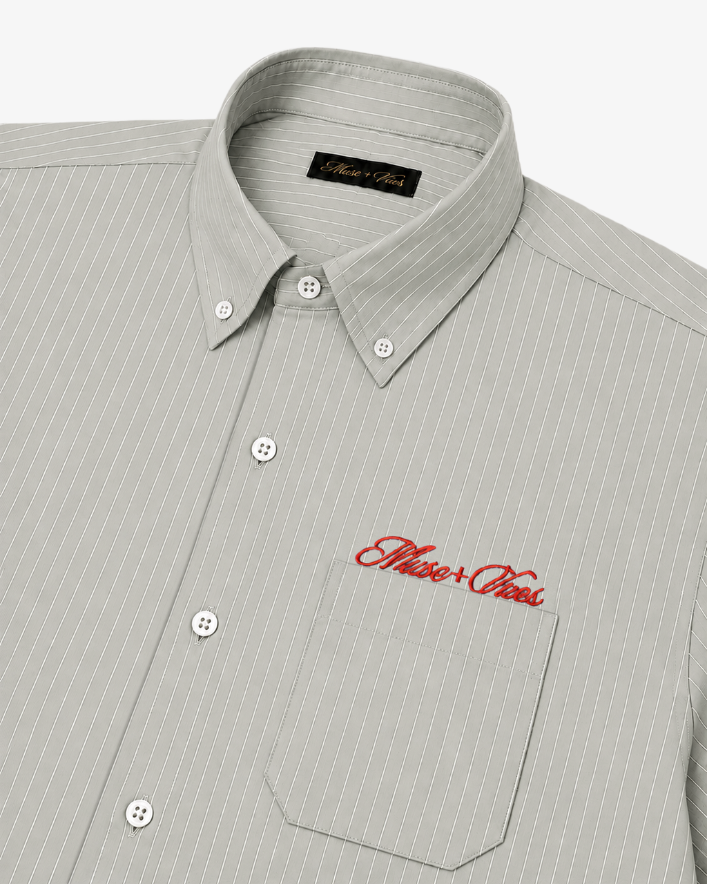 Green and White Stripe Monogram Shirt