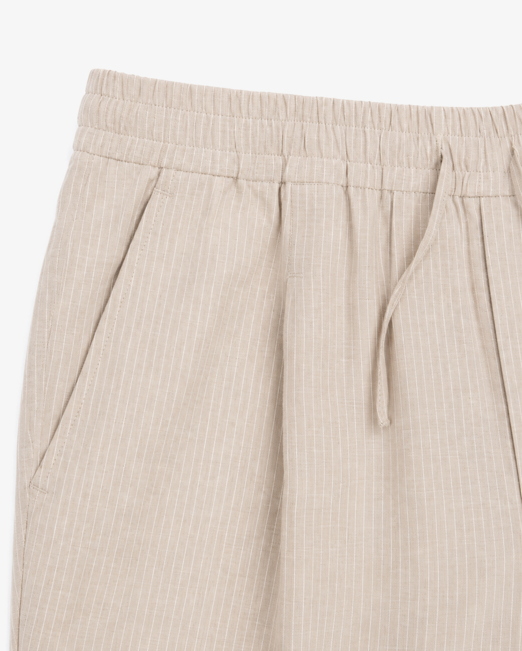 Beige and White Linen Trousers