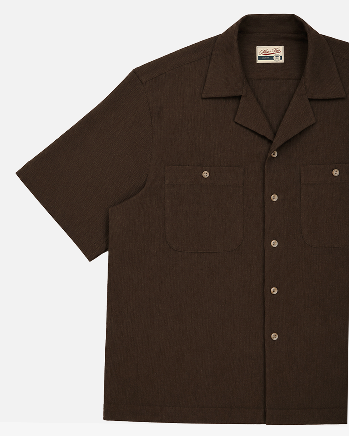Crepe Camp Collar Shirt in Walnut brown