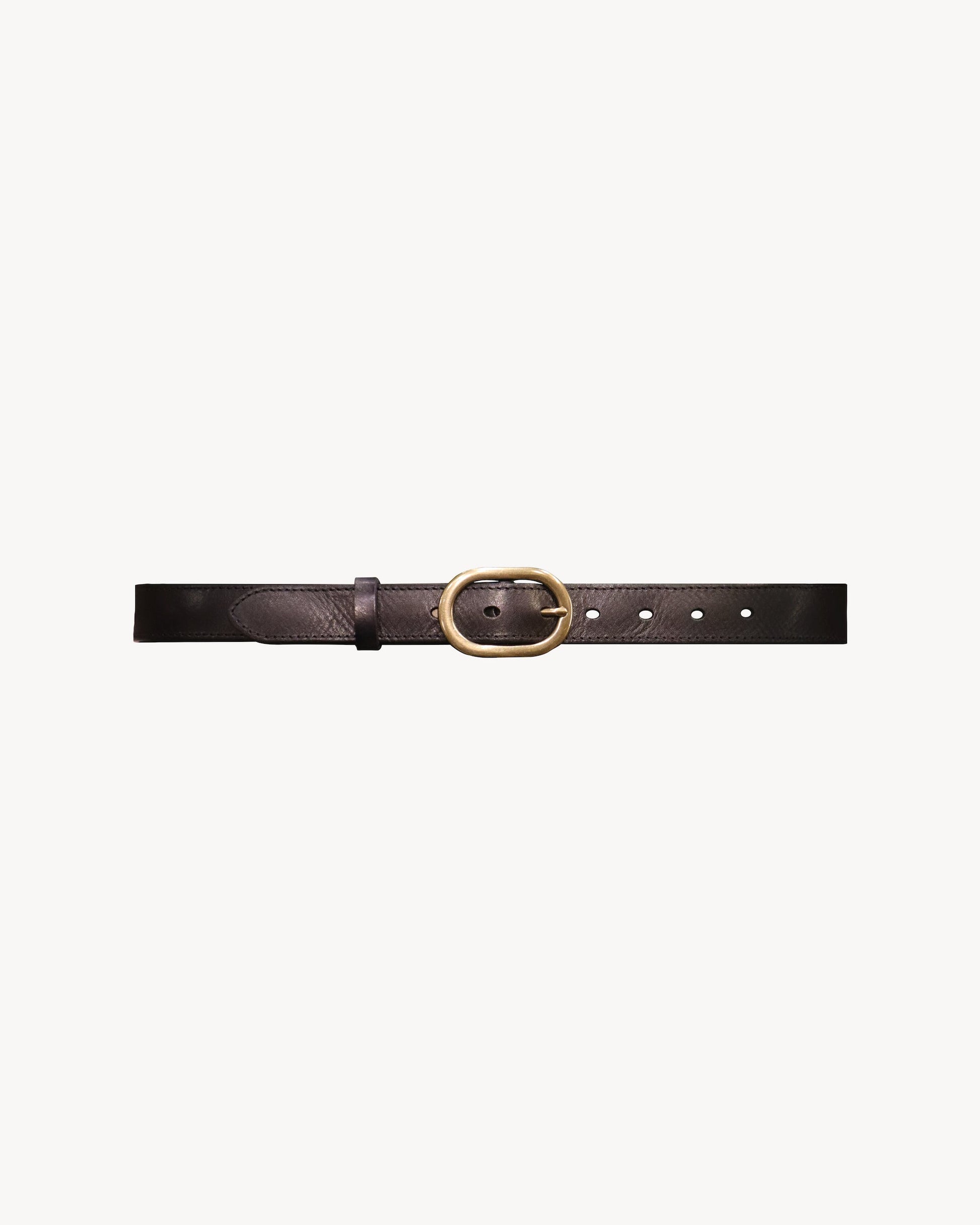 Black Oval Buckle Full-Grain Leather Belt