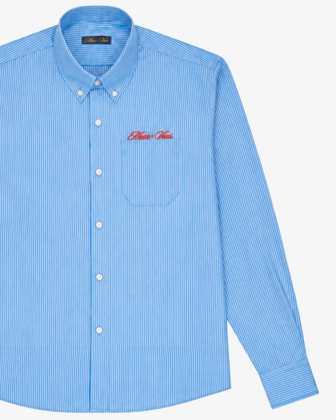 Blue and White Stripe Monogram Shirt