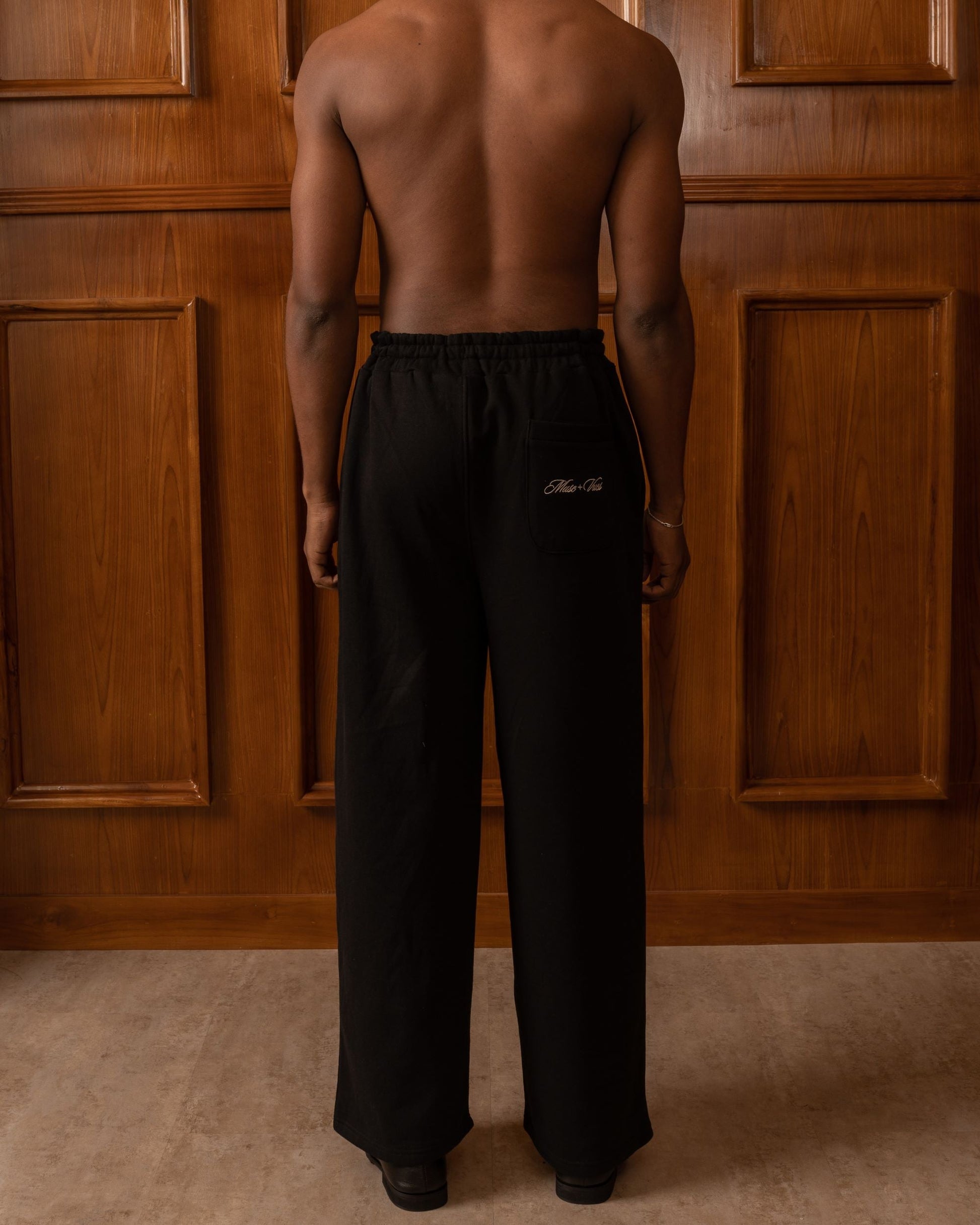 Black Wide-Cut Lounge Pants