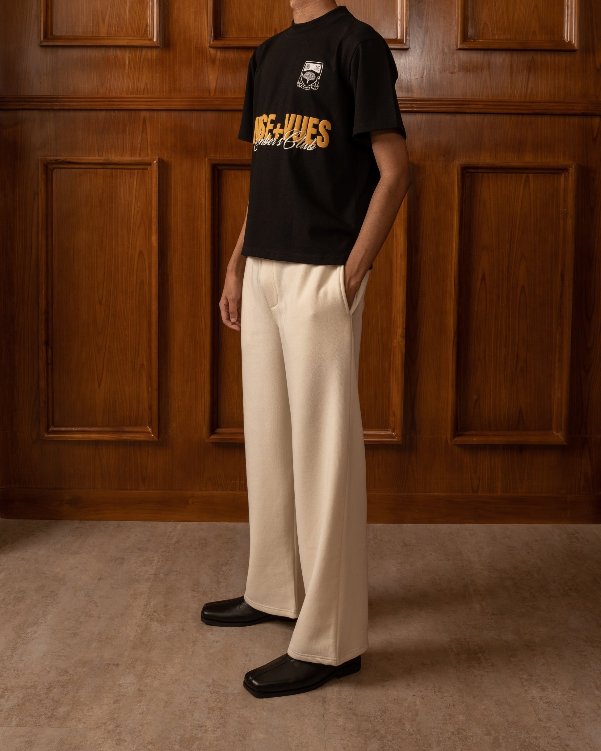 Cream Wide-Cut Lounge Pants