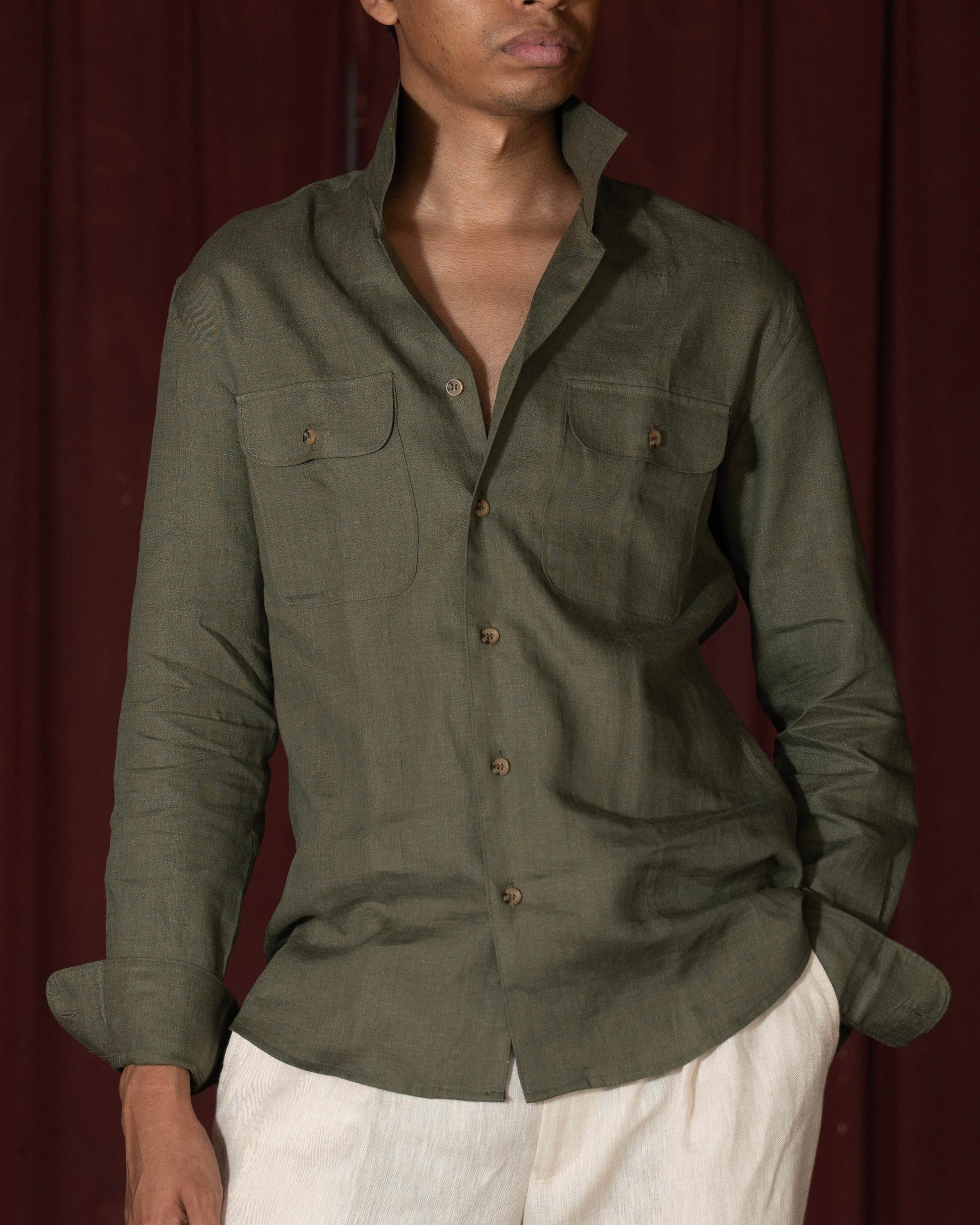 Olive Linen Shirt