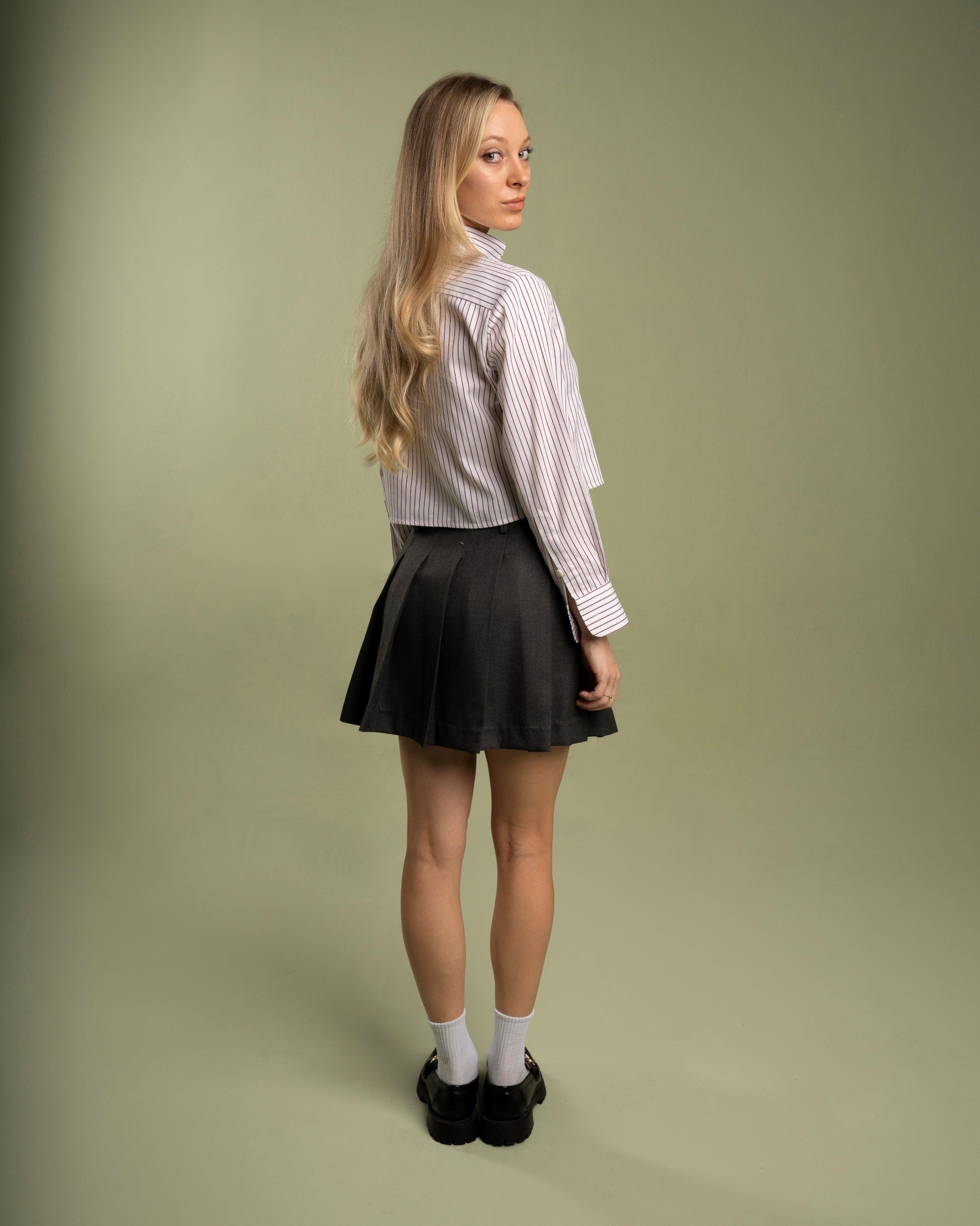 Grey Pleated Skirt