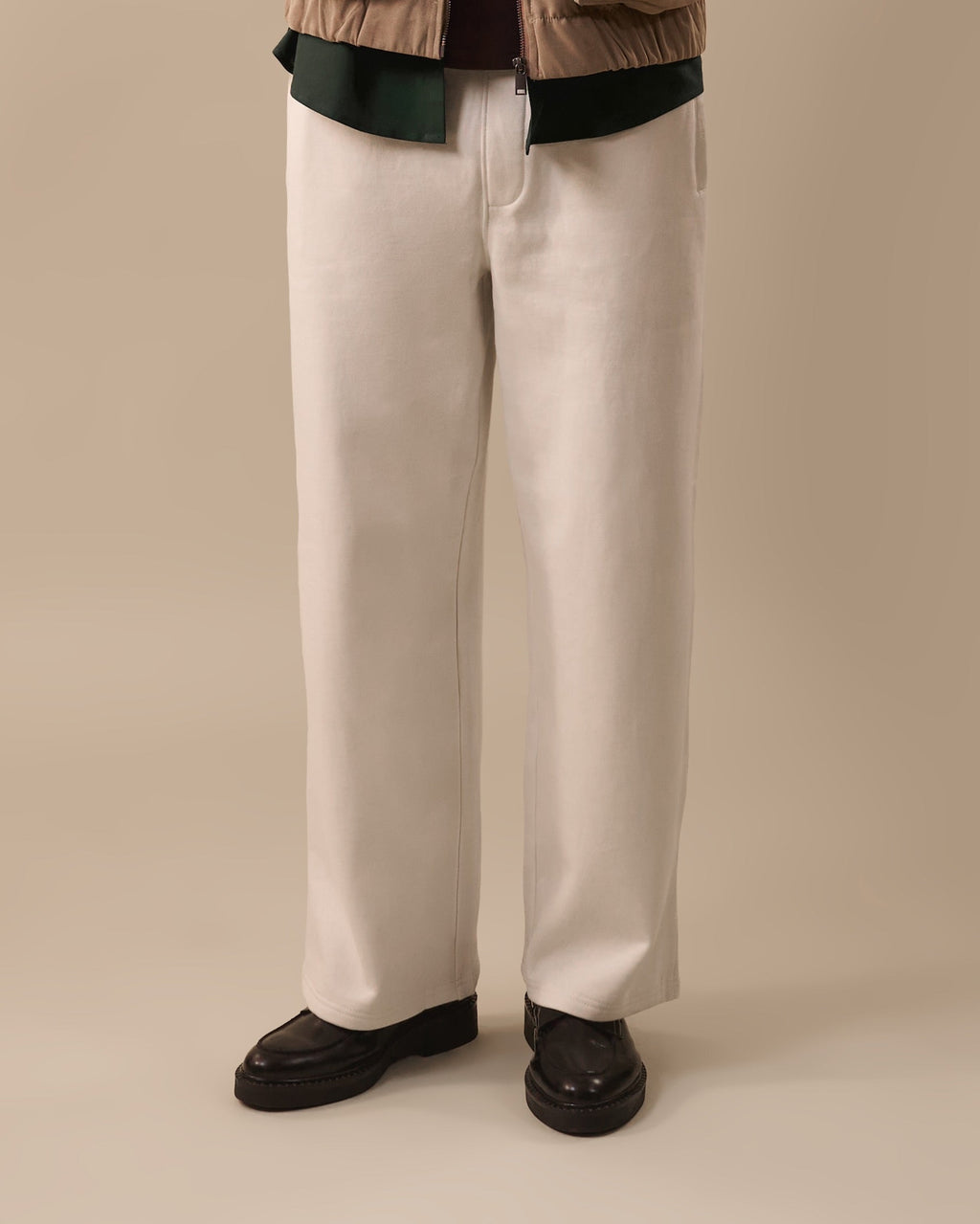 Cream Wide-Cut Lounge Pants