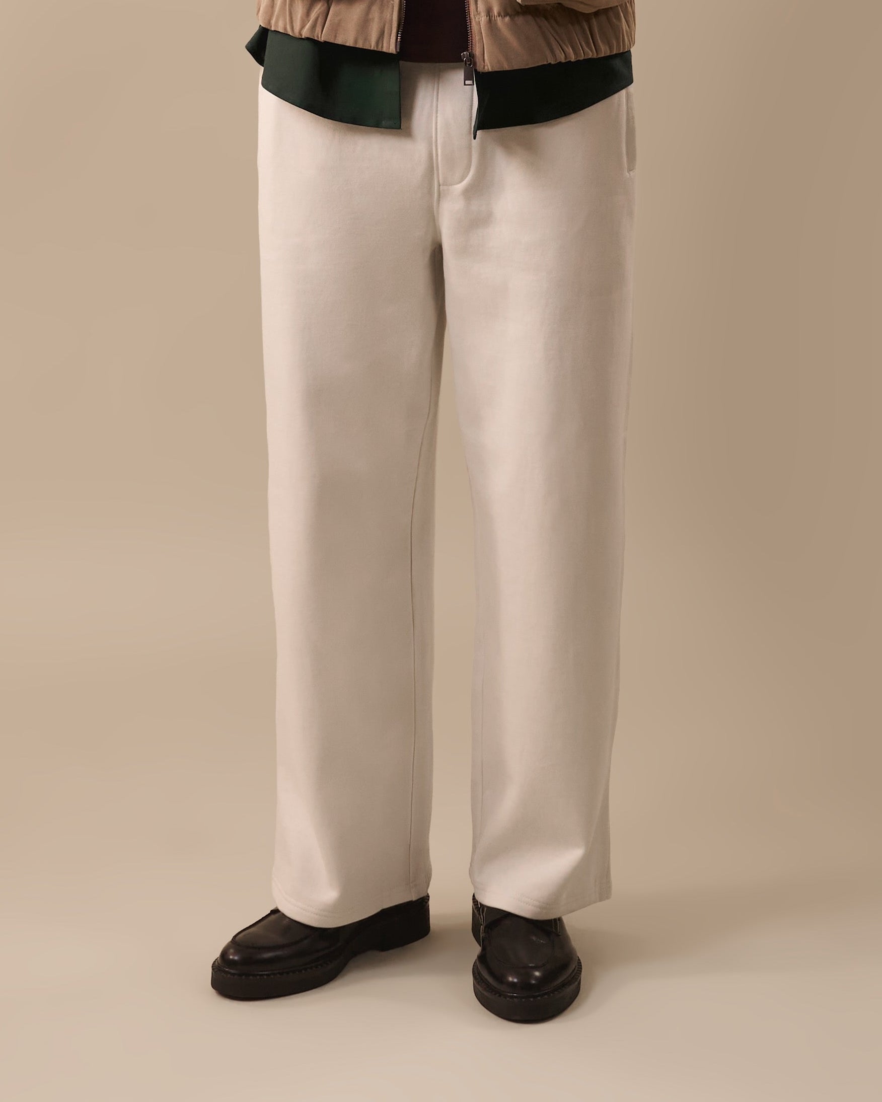 Cream Wide-Cut Lounge Pants