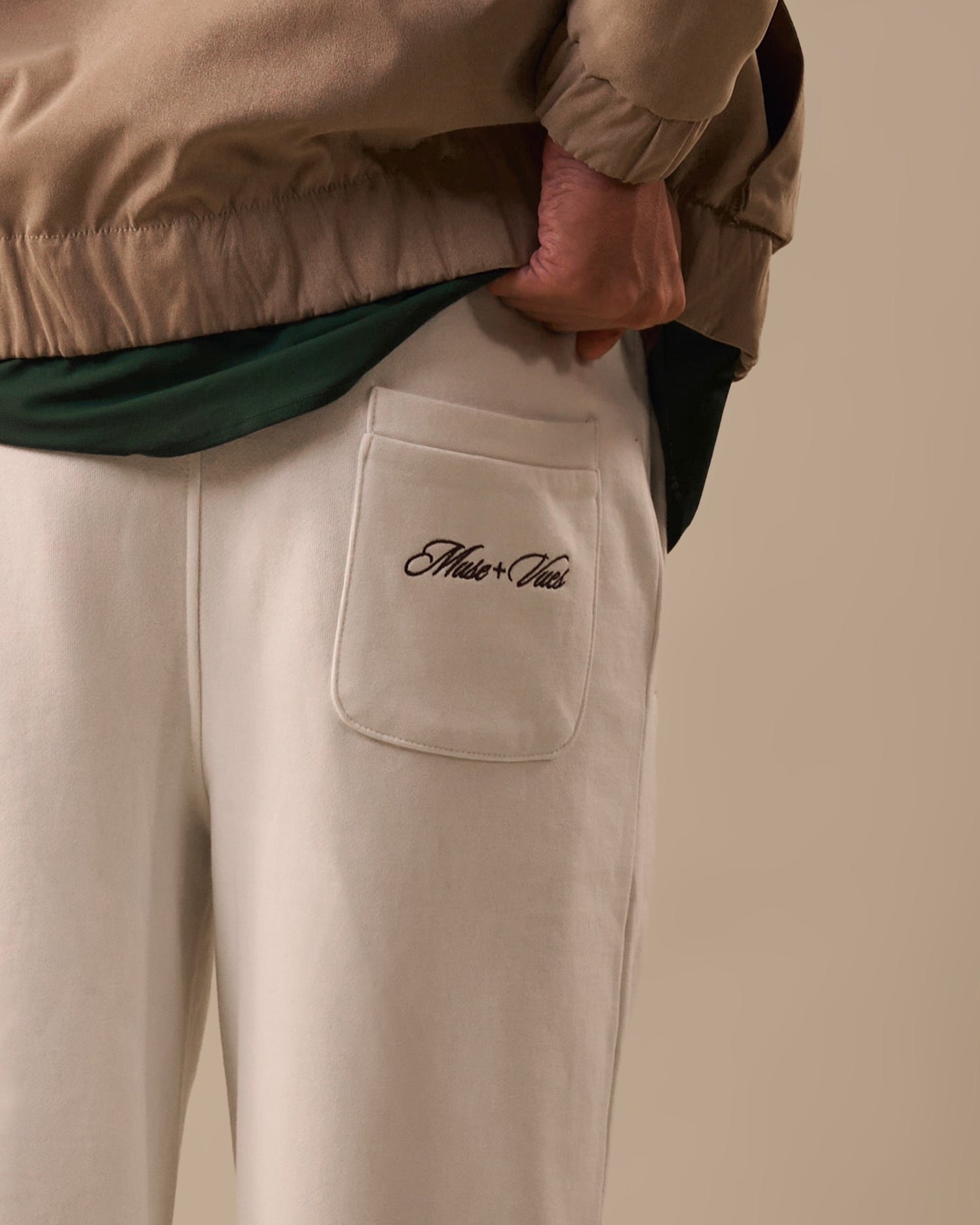 Cream Wide-Cut Lounge Pants