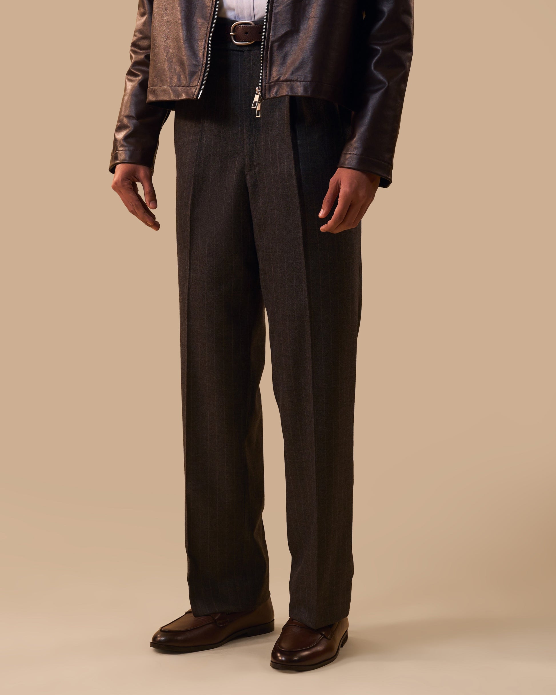 Grey Chalk-Stripe Pants