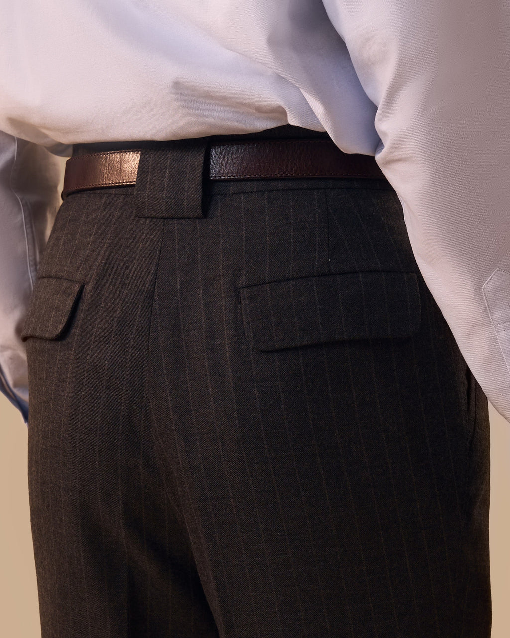 Grey Chalk-Stripe Pants