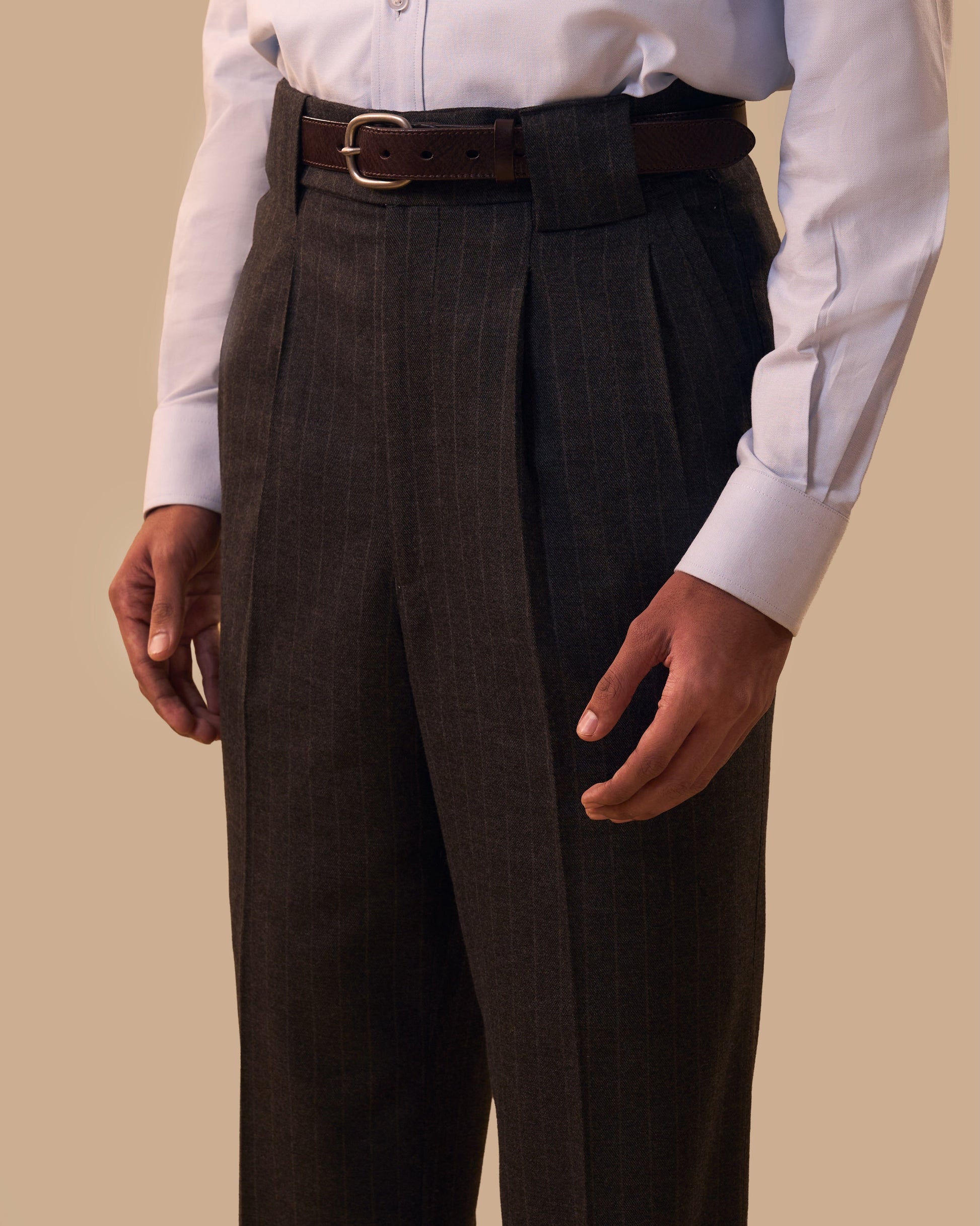 Grey Chalk-Stripe Pants