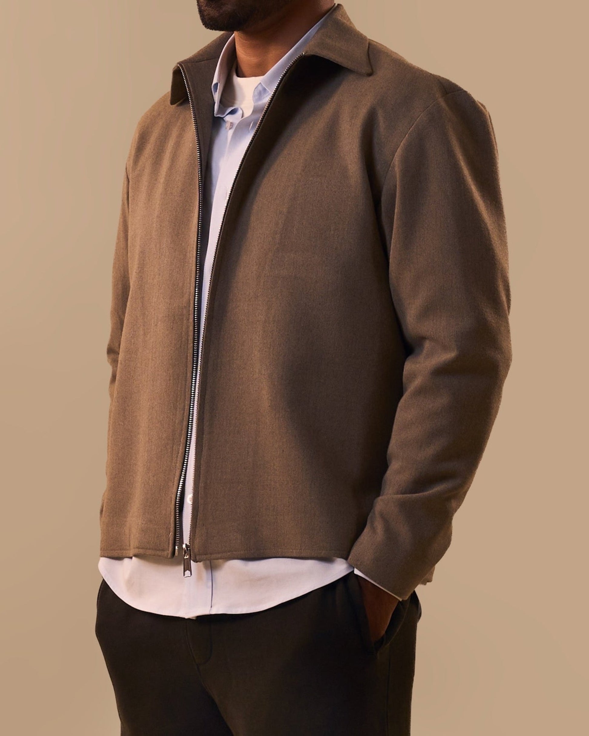 Wool Flannel Zip-up Jacket