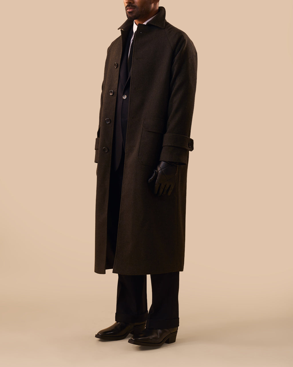 Moss-Green Wool Flannel Overcoat