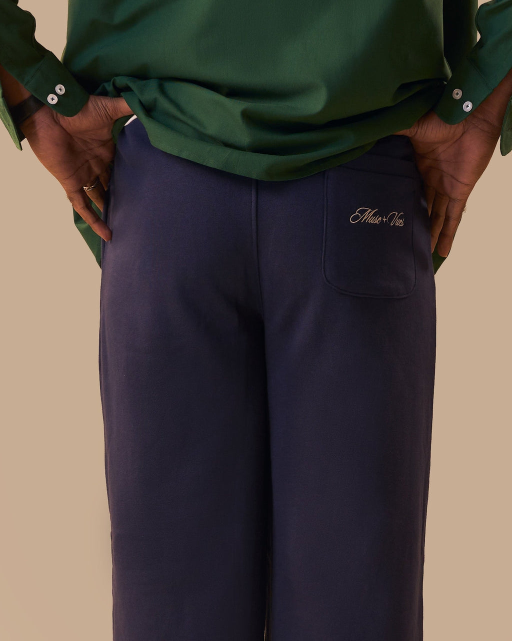 Navy Wide-Cut Lounge Pants