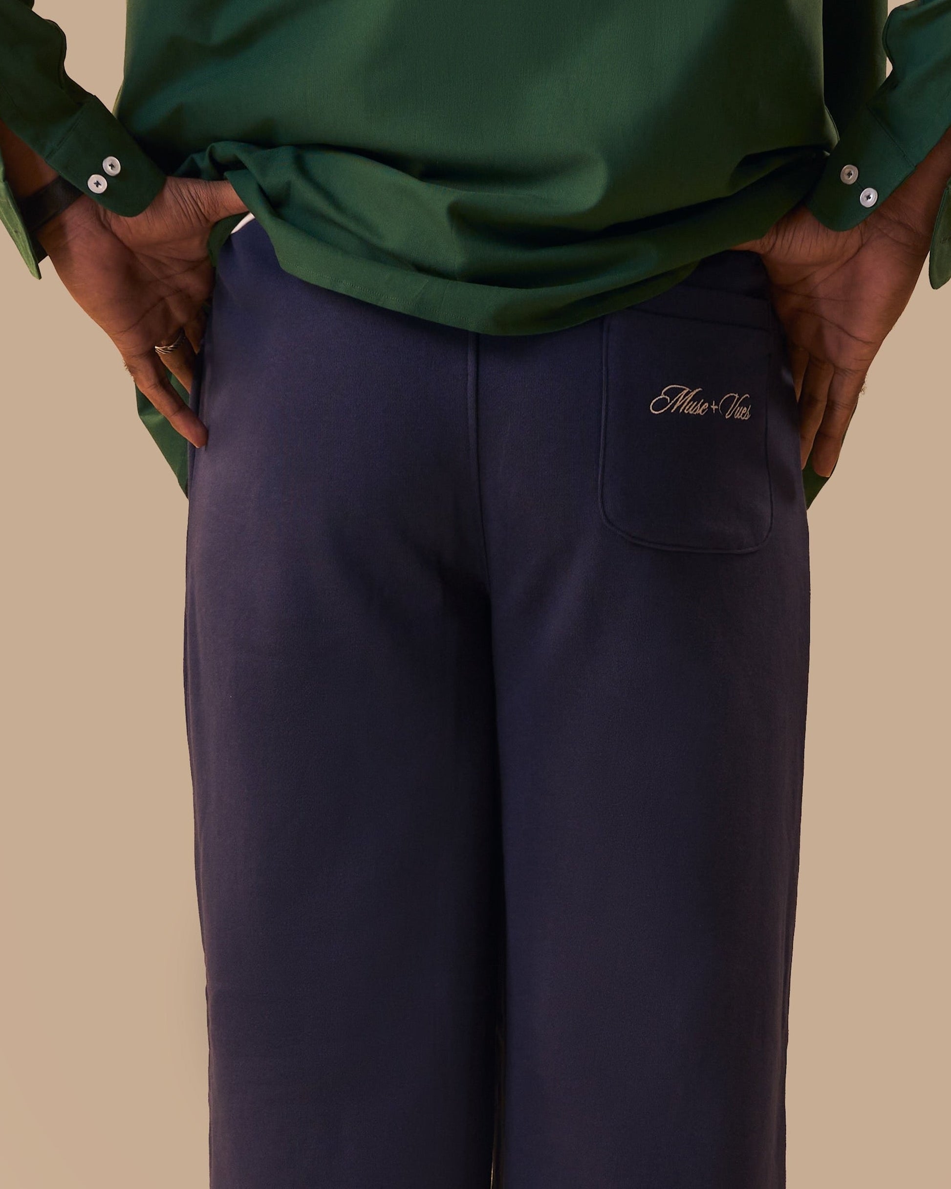 Navy Wide-Cut Lounge Pants