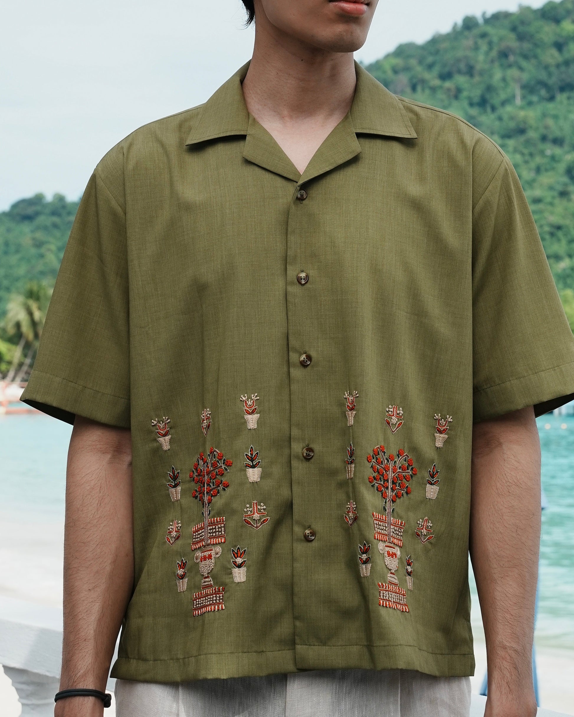 Citrus Green Embroidered Shirt