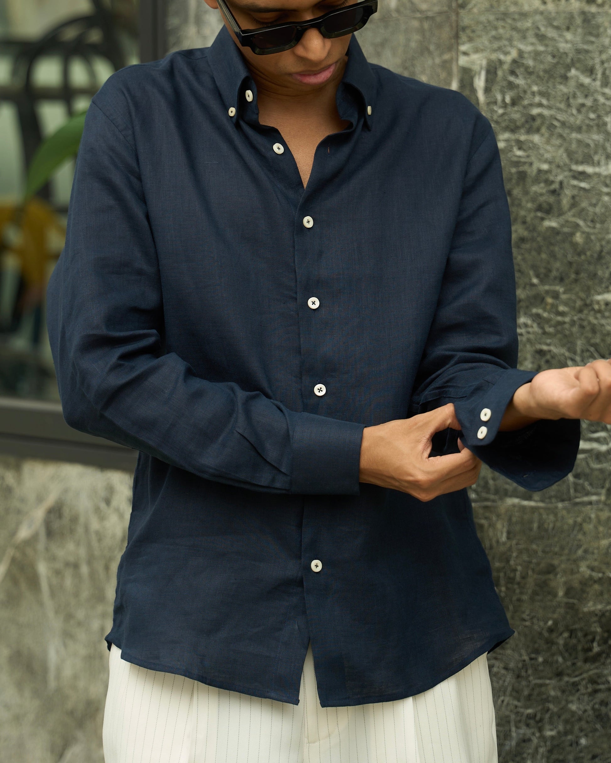 Navy Linen Shirt