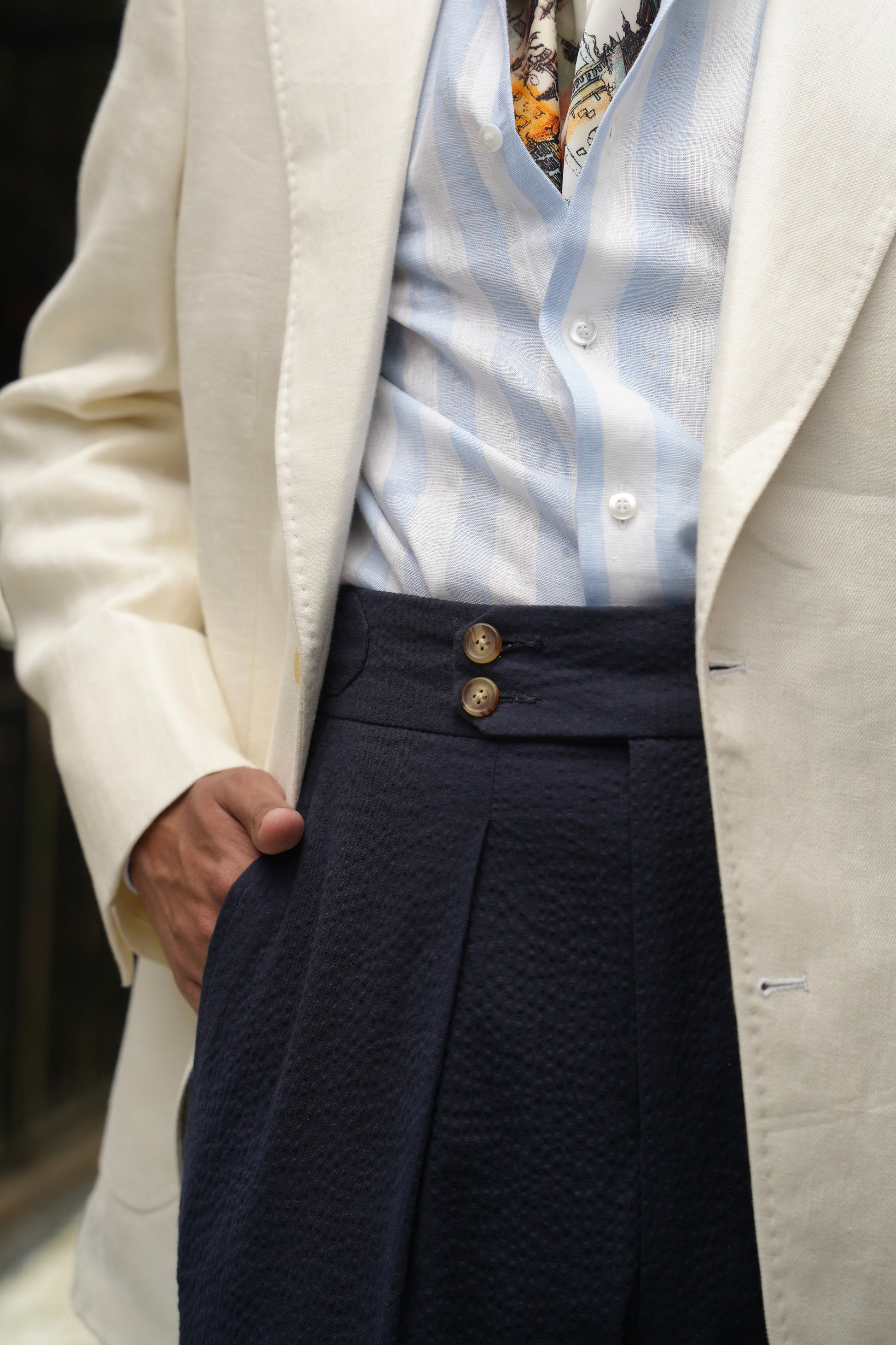 Navy Seersucker Pants