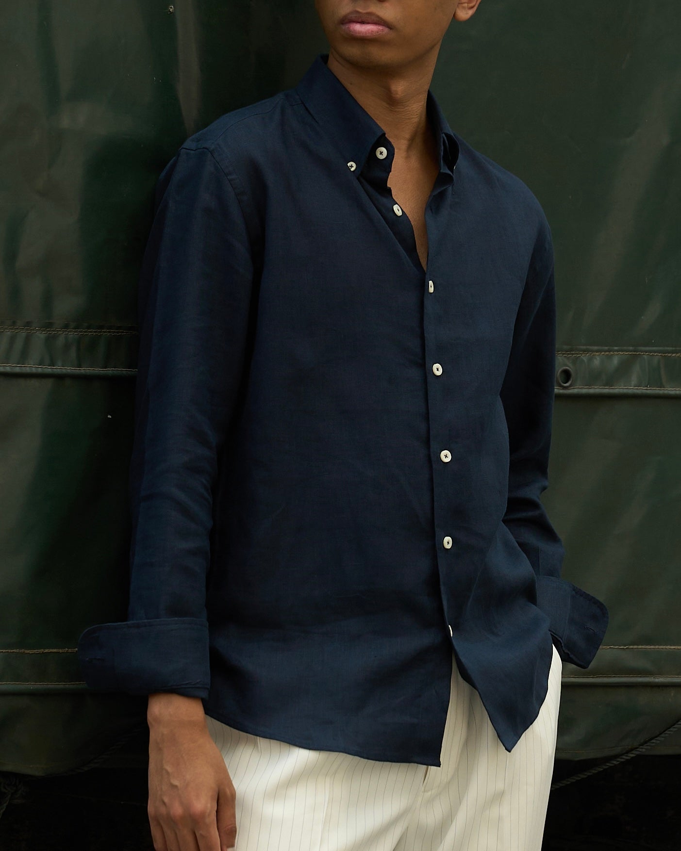 Navy Linen Shirt