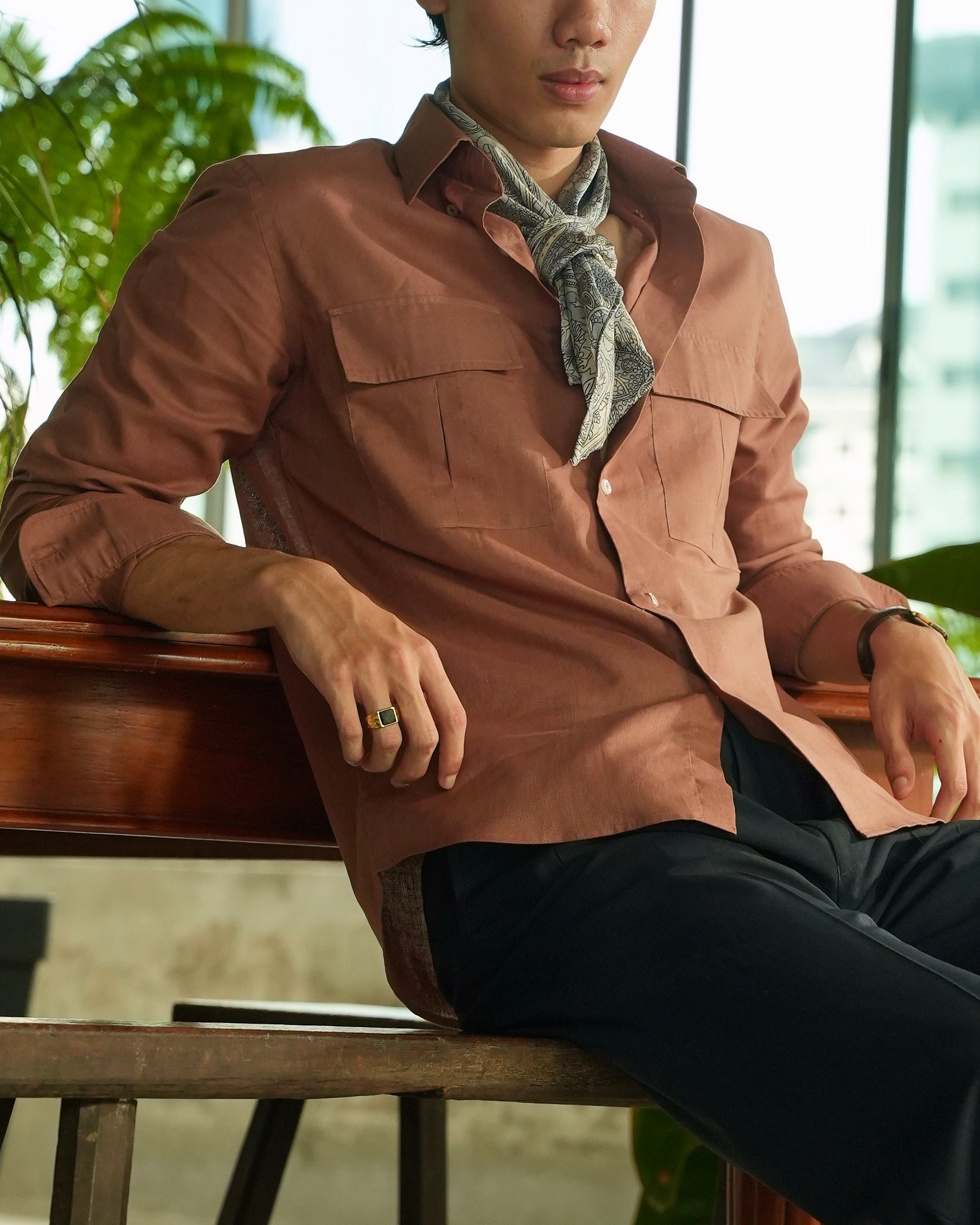 Russet Brown Linen Shirt