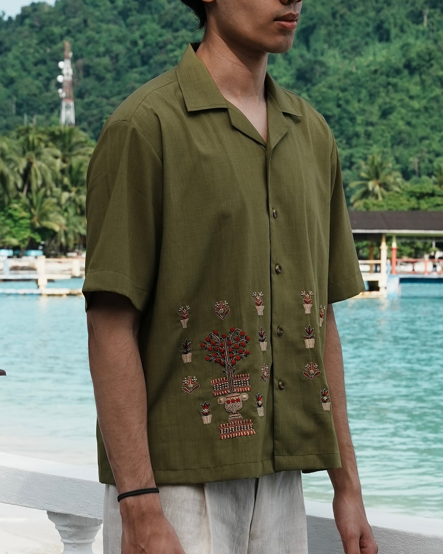 Citrus Green Embroidered Shirt