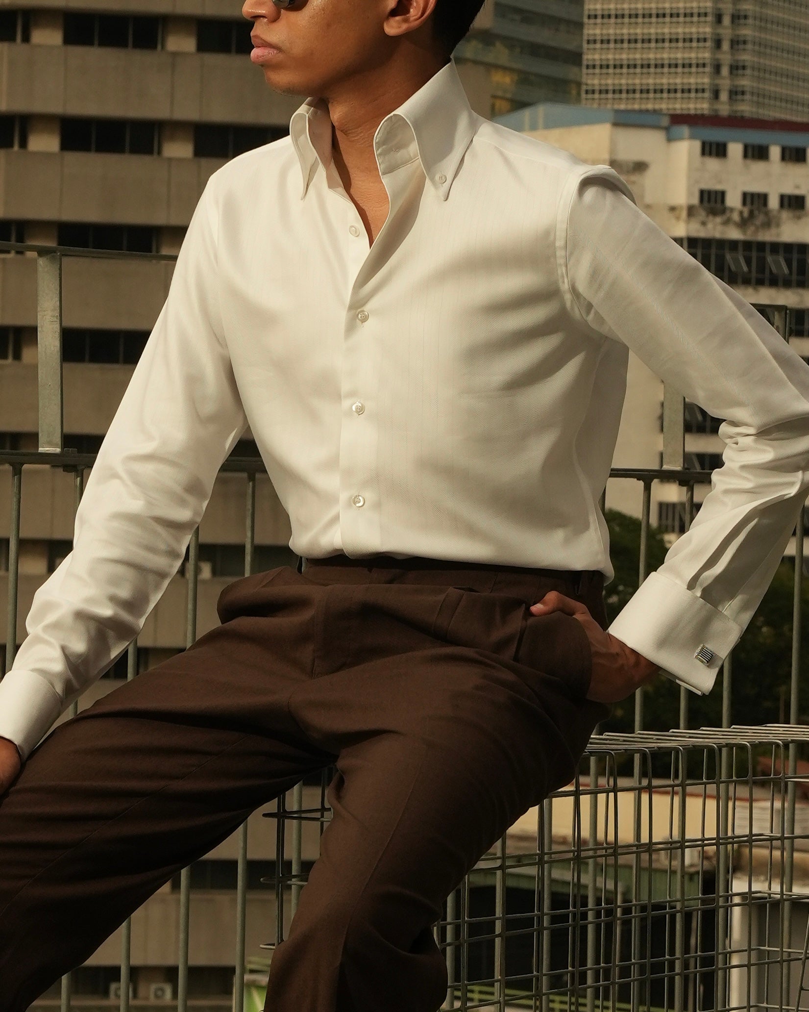 White Herringbone Shirt