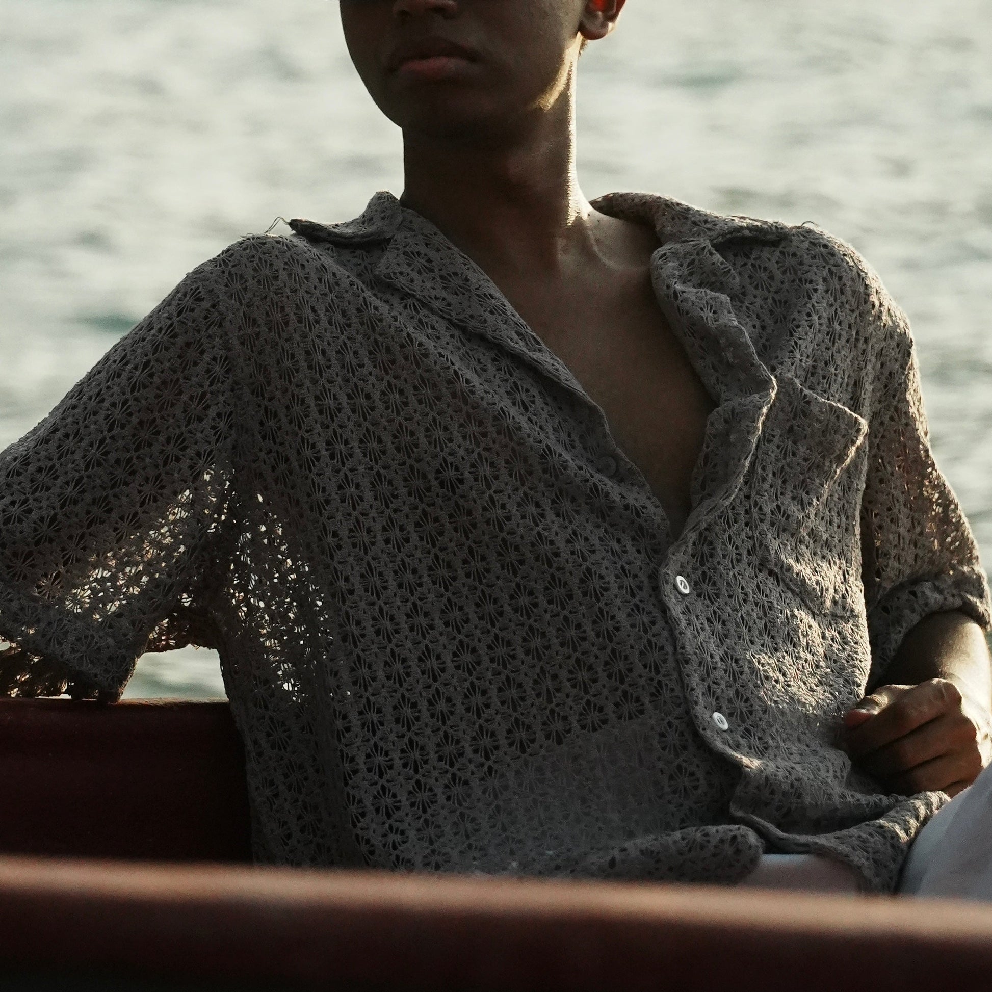 Grey Crochet Shirt