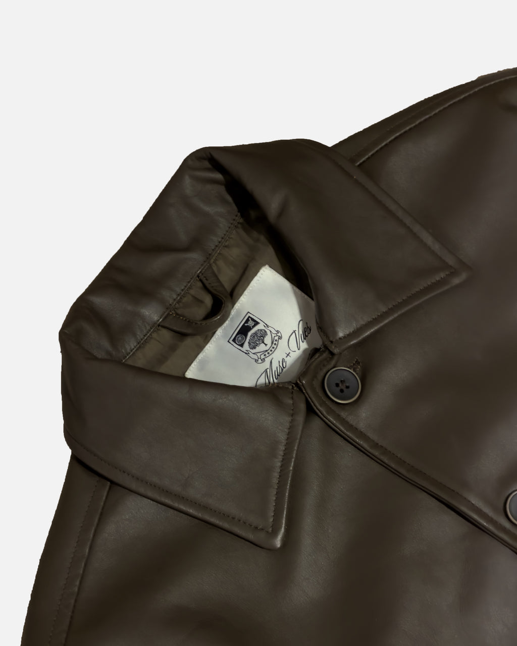 Moss-Brown Leather Jacket