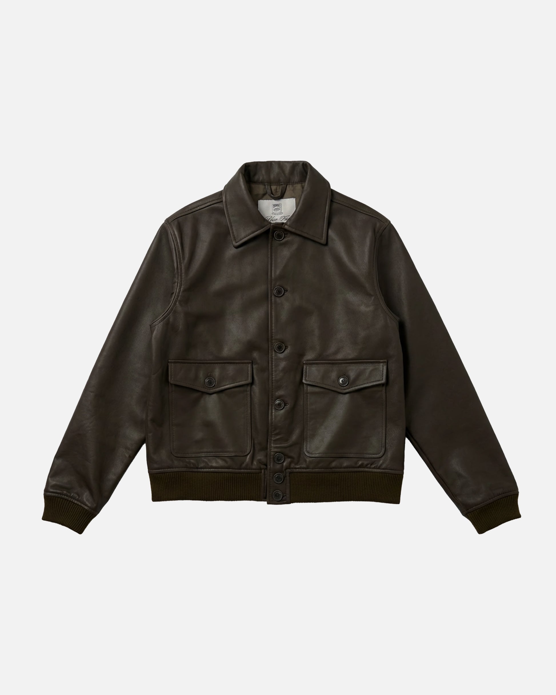 Moss-Brown Leather Jacket