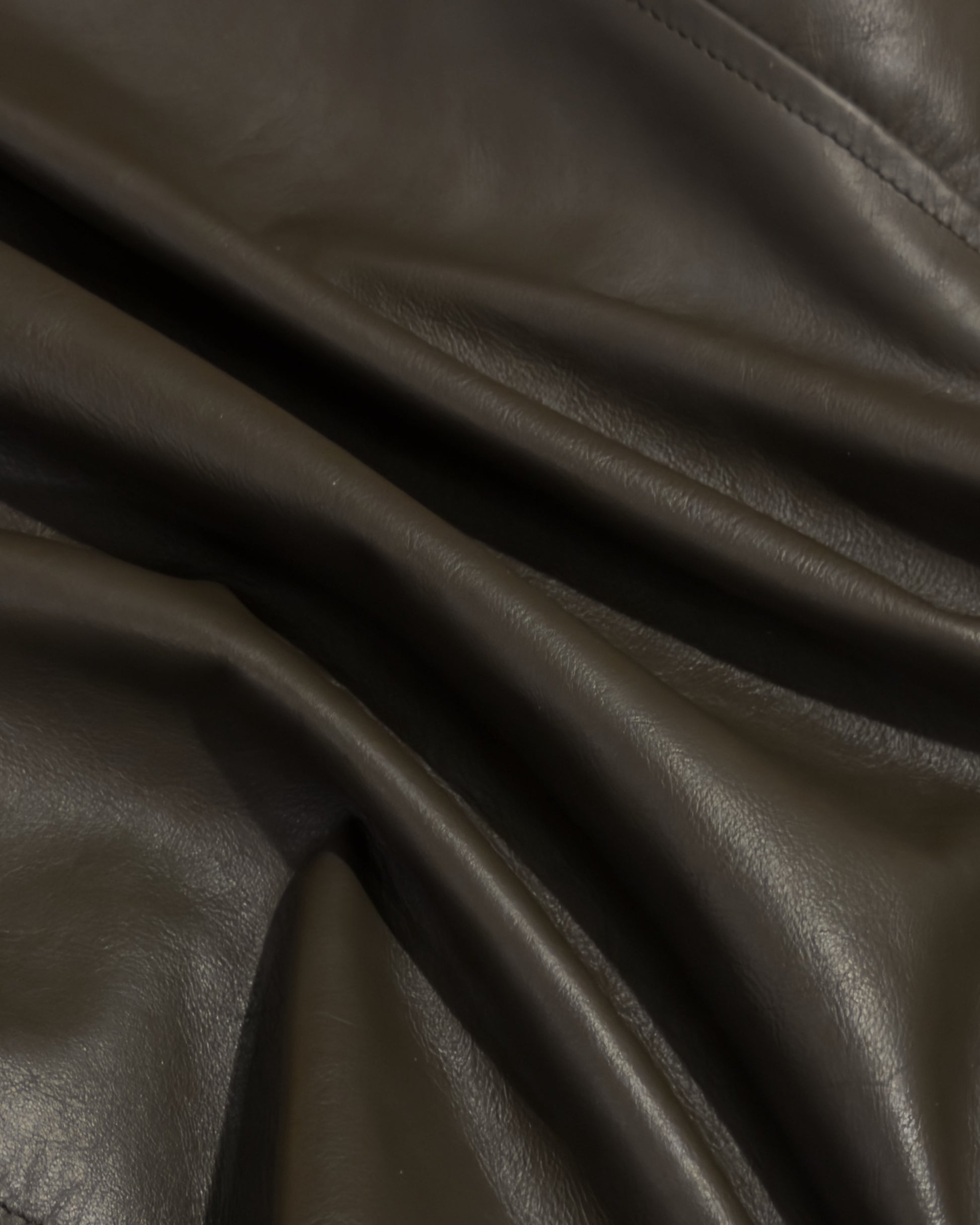 Moss-Brown Leather Jacket
